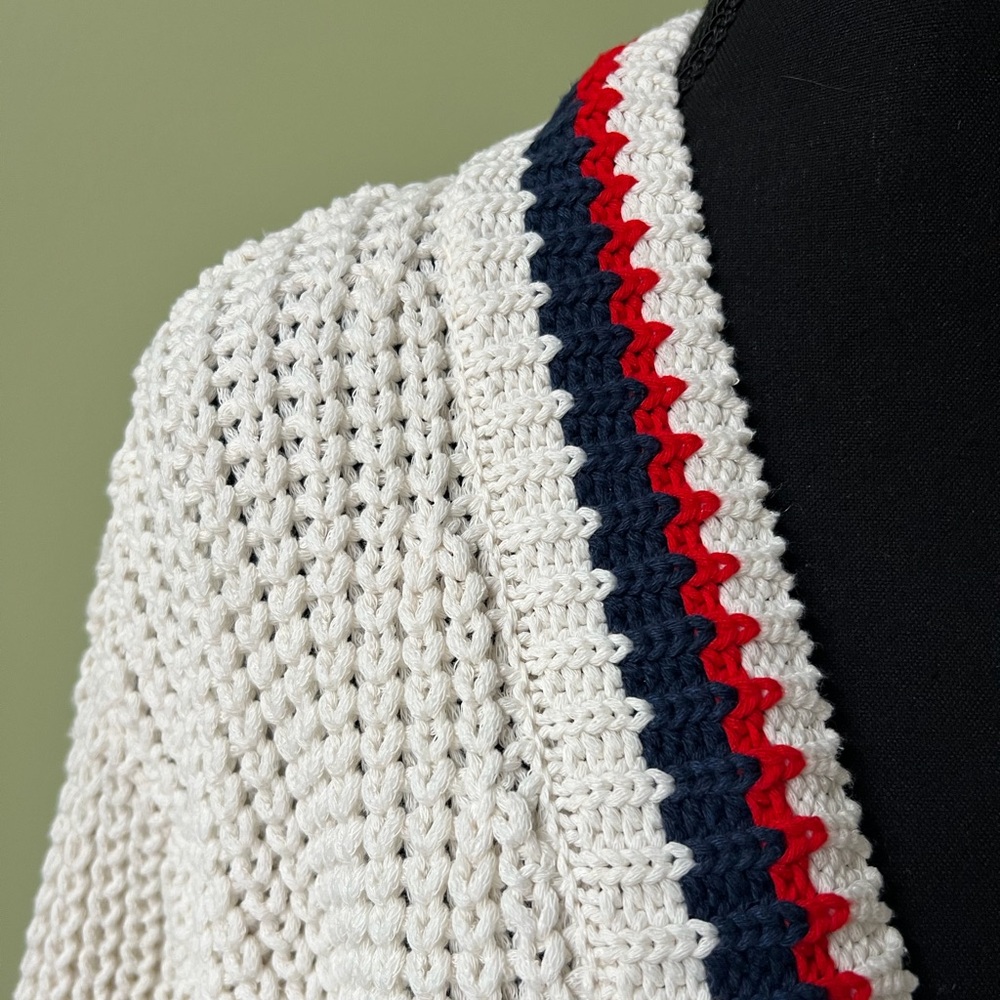 🔥 FINAL SALE $35 Zara Varsity Collegiate Chunky Loop Knit Cream Cardigan Sweater - Picture 7 of 15